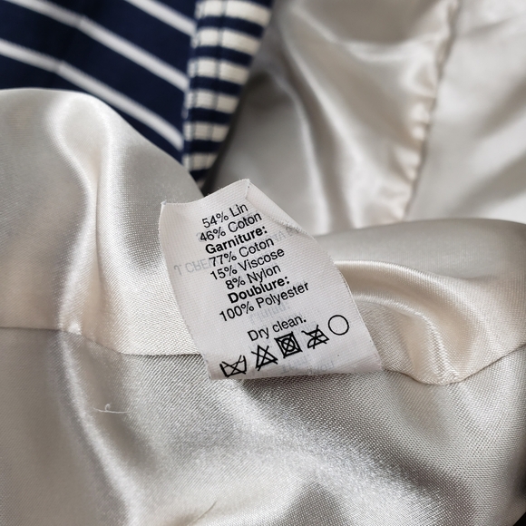 J. Crew Schoolboy Blazer Women US 4 Navy White Stripe linen cotton nautical - Picture 11 of 13